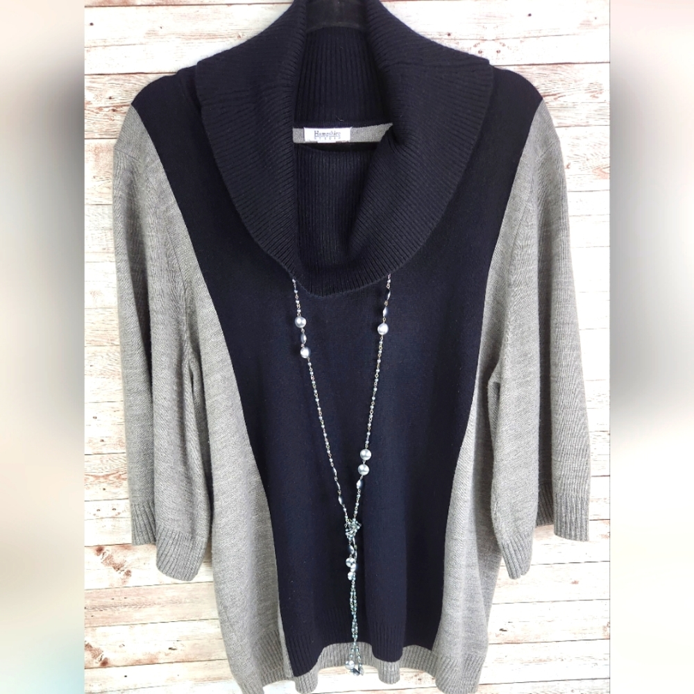 Hampshire Studio, 0322, Women's Black and gray sweater with wide sleeves, 1X
